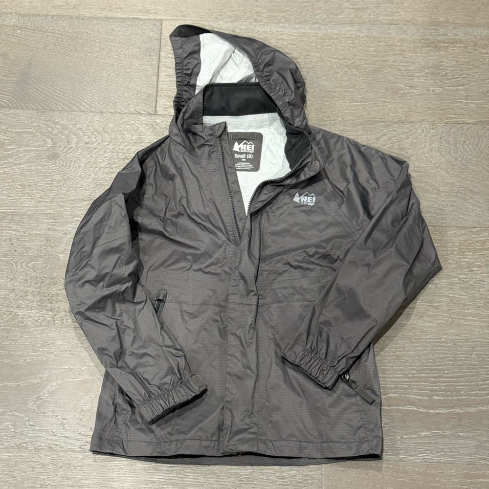 Boys Kids REI Waterproof Hooded Rain Jacket Raincoat